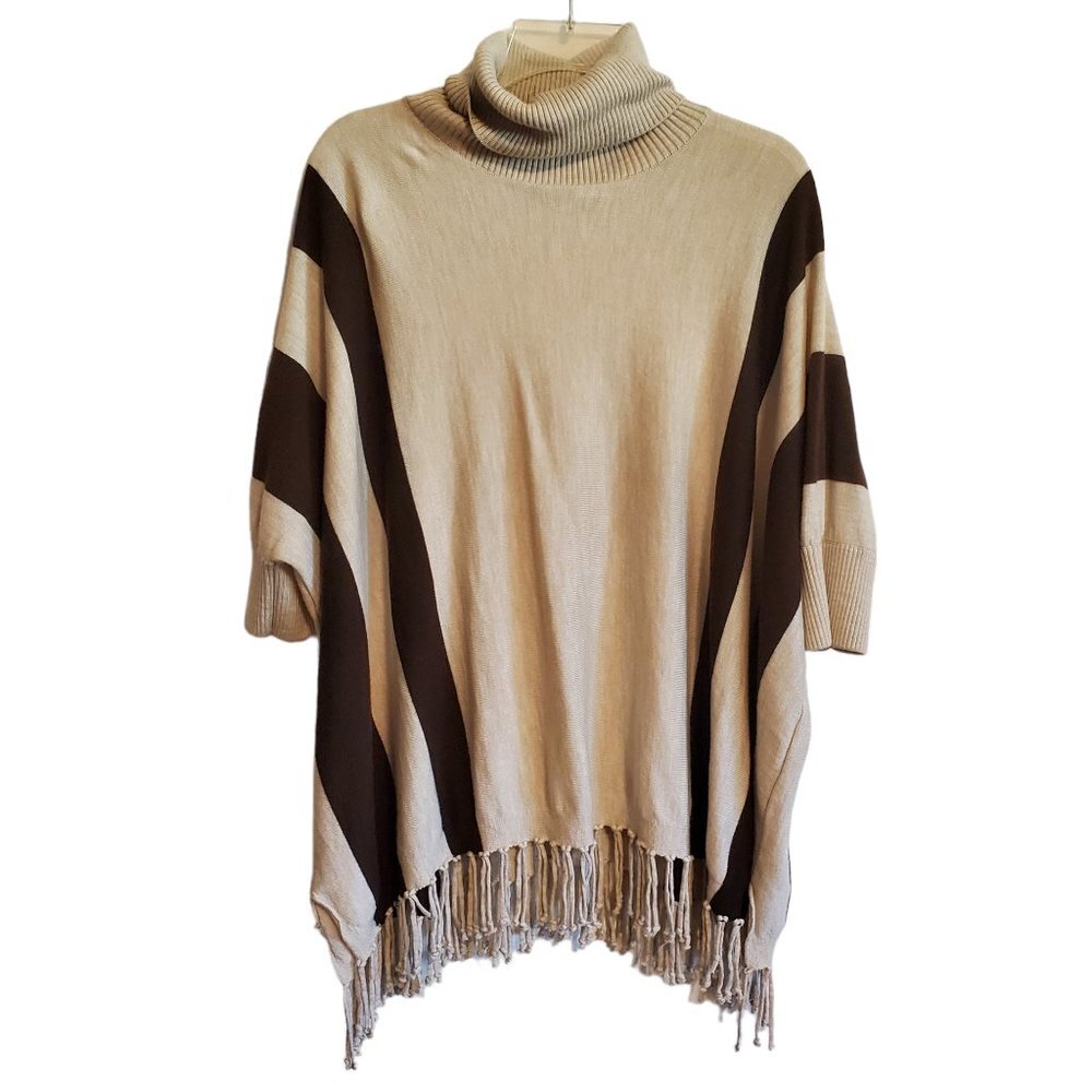 100% Merino‎ Wool Pullover Western Poncho Fringe Sweater One Size